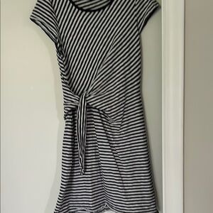 Talbots Navy and White A-Line Ruched Dress